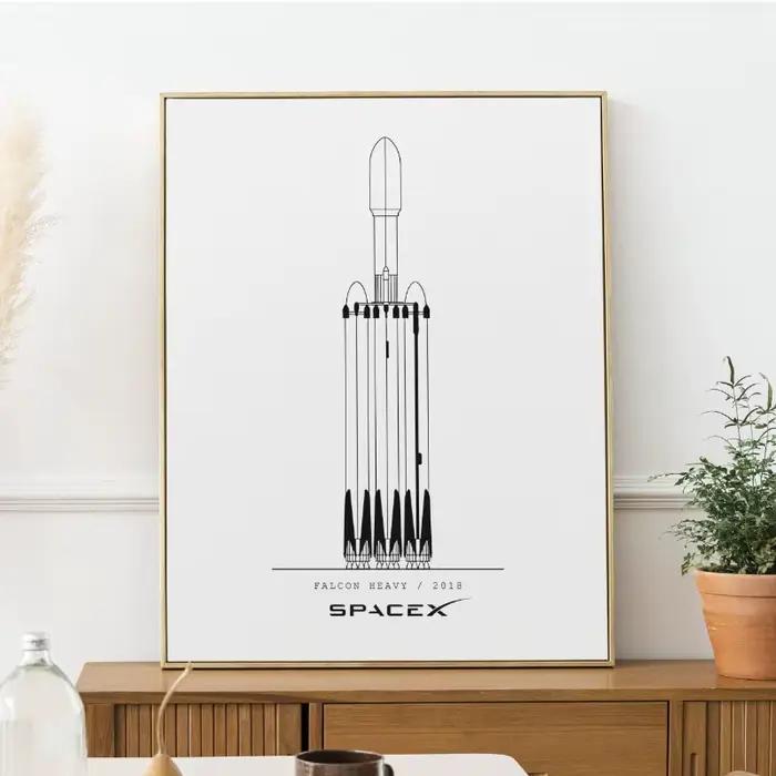 Affiche minimaliste de la NASA et SpacX, dessins de fusées spatiales, peinture sur toile, image d'ar