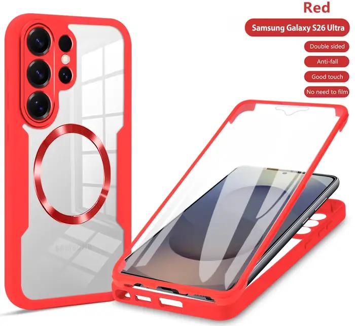 Étui magnétique transparent avec protection d'écran complète 360° pour Samsung Galaxy S26 S25 Edge S