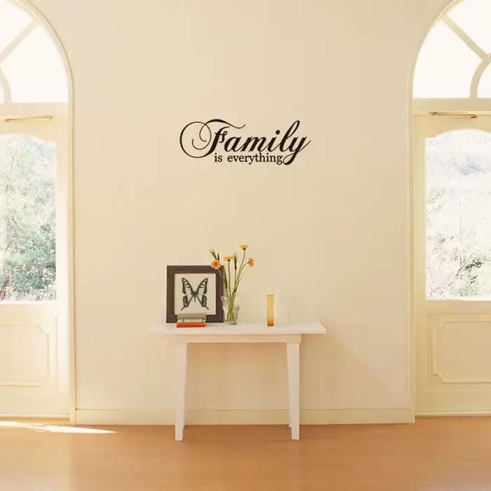 Autocollant mural inspirant « Family Is Rverything » pour salon, chambre à coucher, décoration de la