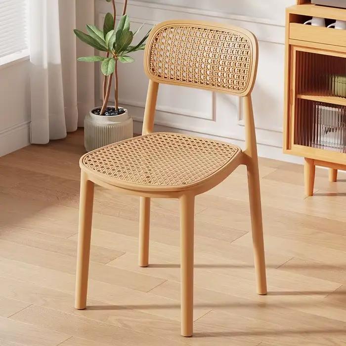 Chaise de salle à manger nordique en rotin, chaise à dossier de maquillage, pour l'extérieur, la mai