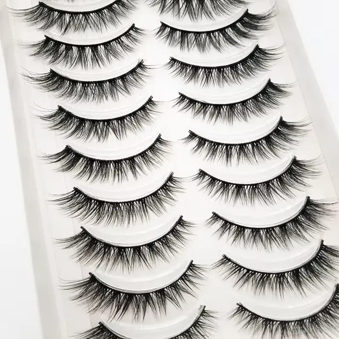 Extension de faux cils en vison, naturels, longs, faits à la main, volume 3d, maquillage, 10 paires,