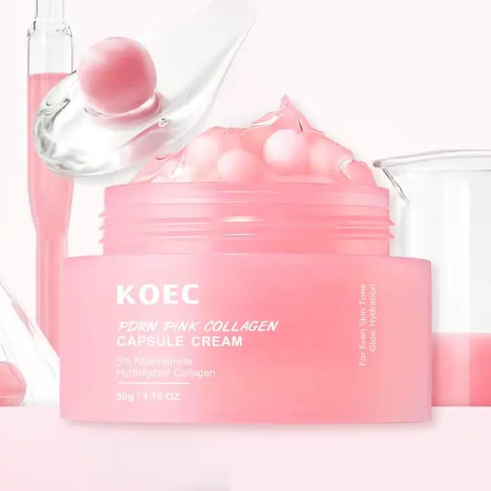 KOEC PDRN – crème capsule de collagène rose, 50g, Anti-rides, hydratante, brillante, augmente l'élas