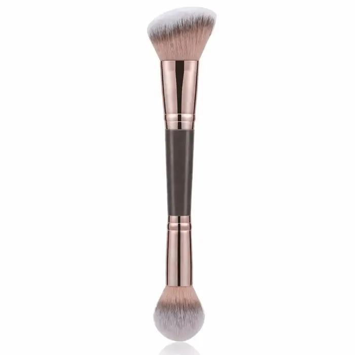 Pinceau double embout pour bronzer, brosses de contour angulaires et rondes pour estomper les fards 