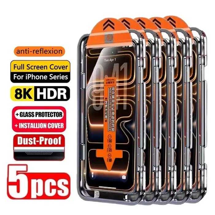 1-5 Pièces Protection d'écran HD en verre trempé facile à installer pour iPhone 17 Pro Max 18 15 16 