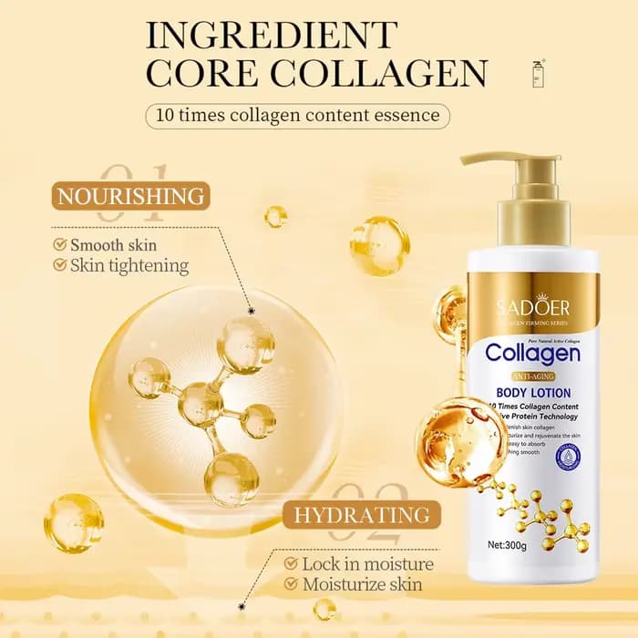 Lotion pour le corps au collagène pour raffermissant et hydratation – Hydratant intense Anti-âge pour peau sèche