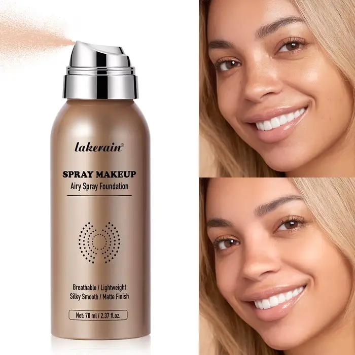 Fond de Teint en Spray 70ml Effet Airbrush Magique Brume Soyeuse Légère Longue Durée Contrôle du Sébum Couvrance Mate Fini Lisse Cosmétique