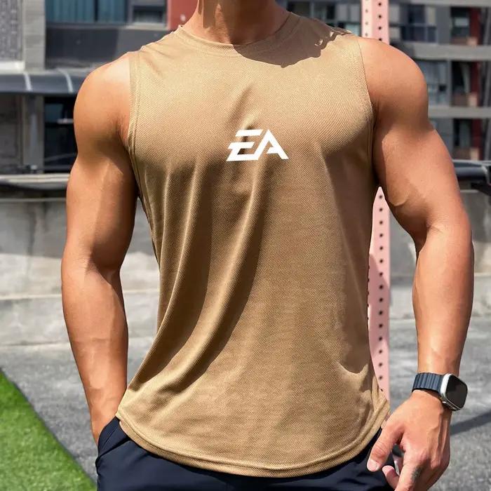 Pull à col rond pour hommes, nouvelle tendance d'été, chemise à fond en maille, sport, Fitness, natation, course à pied, gilet sans manches, séchage rapide