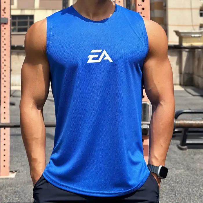 Pull à col rond pour hommes, nouvelle tendance d'été, chemise à fond en maille, sport, Fitness, natation, course à pied, gilet sans manches, séchage rapide