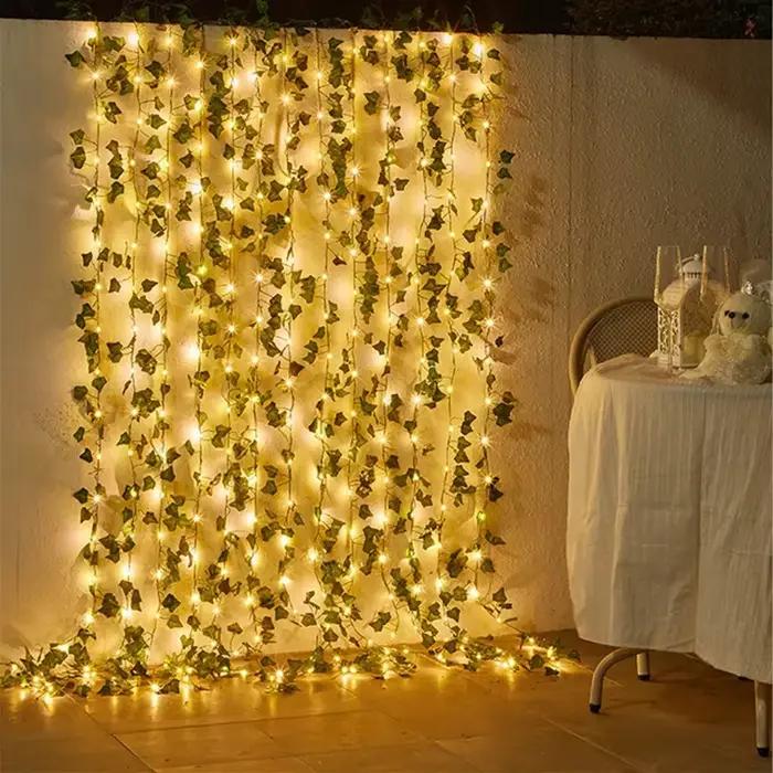 Guirxiété lumineuse verte pour sapin de Noël, fleur, cuir chevelu, vigne artificielle, lumières dégradées, batterie 62, guirxiété lumineuse pour désherbage, décoration d'intérieur