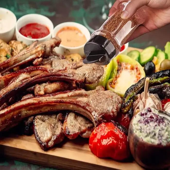 Bouteille d'épices transparente, salière et poivrière, pots d'assaisonnement en plastique pour Barbecue, boîte à condiments, boîte de stockage de poudre de cuisine domestique, 10/1 pièces