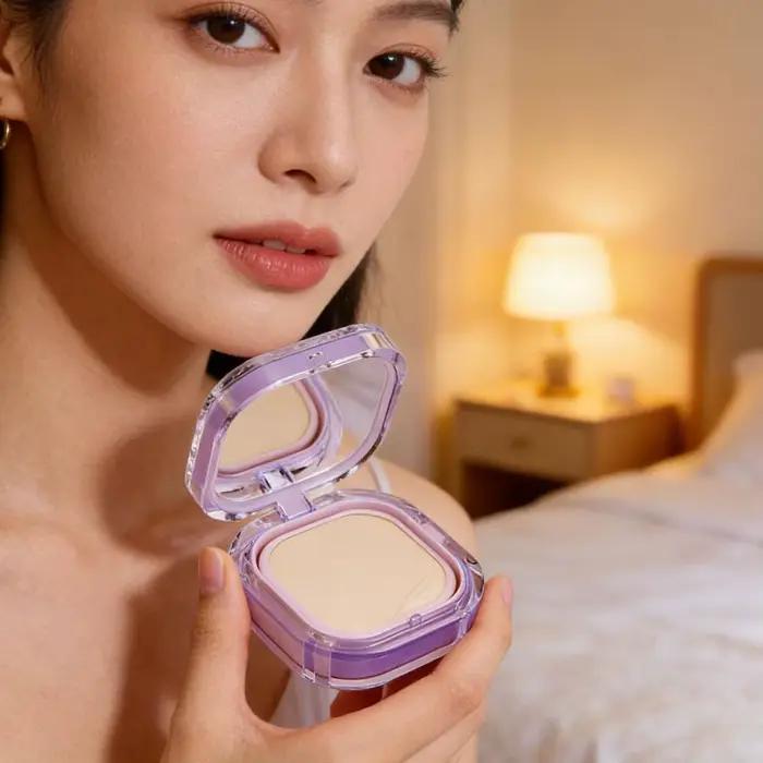 Fond de teint liquide Purple Girl avec coussin d'air, crème CC pour le visage, fond de teint longue tenue et waterproof pour tous types de peau