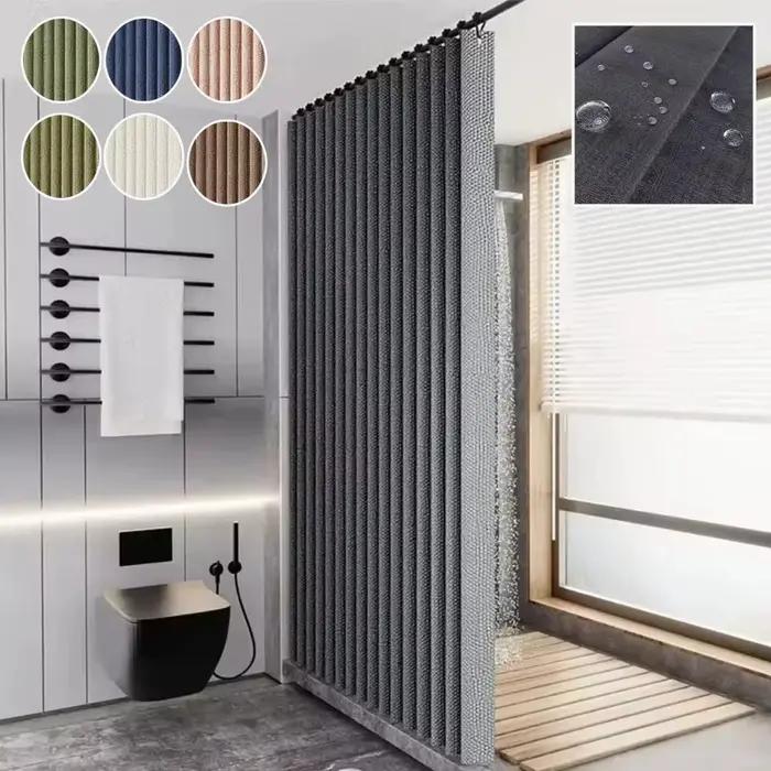 Rideau de douche rideaux de douche pliants magnétiques rideaux de douche imperméables en tissu Polyester adaptés à la salle de bain familiale