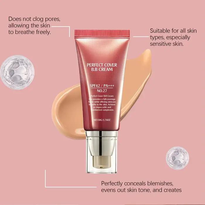 Crème BB Éclaircissante Couleur Naturelle 50g Fond de Teint Couvrant Adoucissant Unifiant