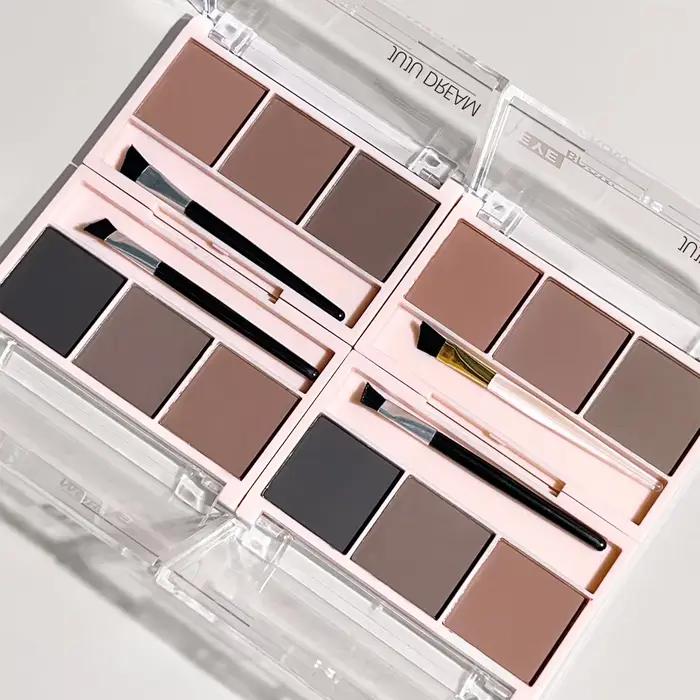 Poudre à sourcils tricolore ombre forme de sourcil tridimensionnelle imperméable et résistante à la sueur