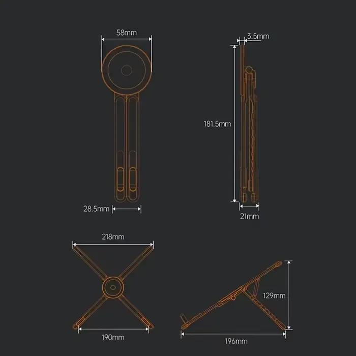 Support pour téléphone portable et ordinateur portable avec base magnétique et réglage de hauteur à 8 niveaux, adapté pour iPad et téléphone portable magnétique