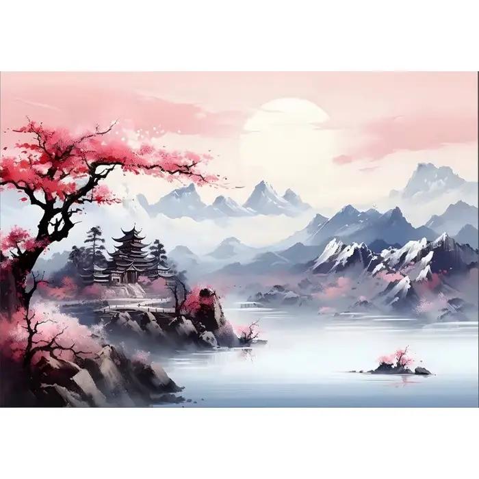 Papier peint photo 3D personnalisé, style chinois, encre esthétique, peinture de paysage, papier mural pour salon, fond TV, décoration murale