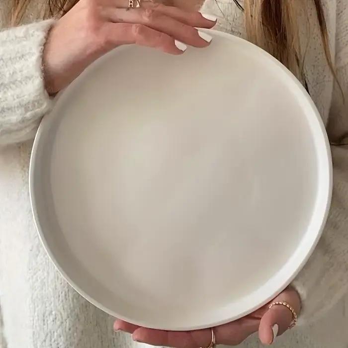 Grand moule en silicone pour plateau rond, grande taille, pour fruits, plateau de service, moule en béton, plaque ronde, moule pour ciment, époxy, argile, plâtre