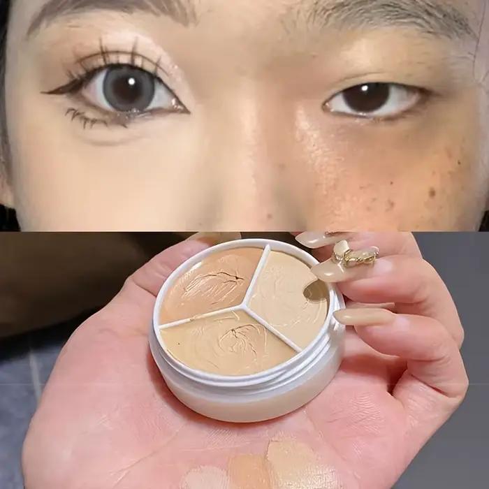 Palette de base de fard à barrage avec pinceau couvrant pour les cernes, correcteur de contour, crème, 3 couleurs, 256