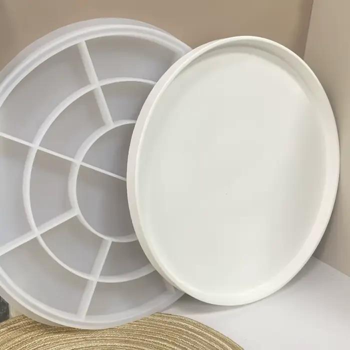 Grand moule en silicone pour plateau rond, grande taille, pour fruits, plateau de service, moule en béton, plaque ronde, moule pour ciment, époxy, argile, plâtre