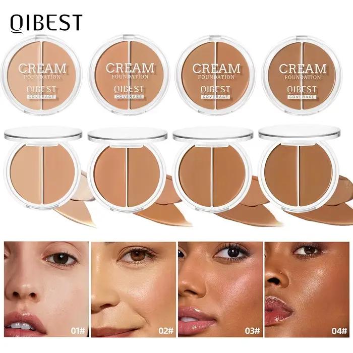 QIBEST Crème Fond de Teint Haute Couvrance Correcteur Anti-Cernes Anti-Taches Longue Tenue Imperméable BB