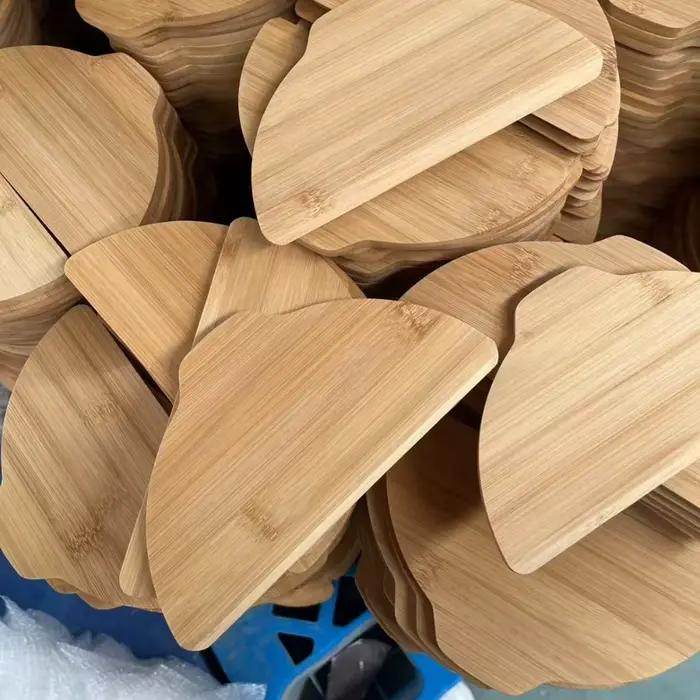 Planche à Pizza demi-ronde en bambou, Gadget de cuisine épais, pelle à Pizza en bois de bambou avec poignée, plateau à fruits pour pain et Sushi, 2 pièces