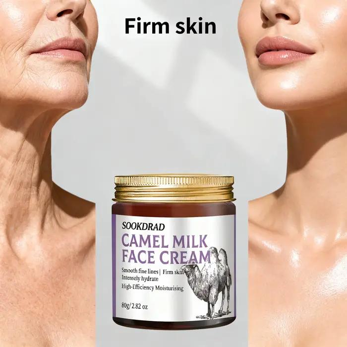 Crème pour le visage au lait de chameau, hydratation intense, texture lisse, pour tous types de peau, 80g/2.82oz, indispensable au quotidien