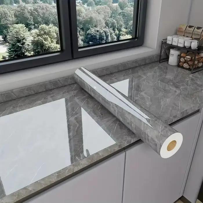 Papier peint à motif marbré, autocollant mural auto-adhésif, autocollant mural imperméable et résistant à l'huile, décoration murale pour la maison, la cuisine et le salon