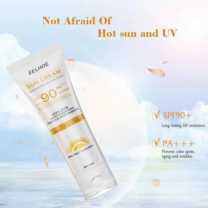 Crème solaire pour le visage SPF90+, crème solaire hydratante pour le visage et le corps, crème de protection cutanée anti-graisse et imperméable, soins de la peau