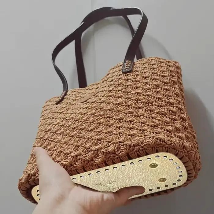 Nouveau fond de sac 8x20cm, bricolage fait à la main avec trous, fond de sac au Crochet, résistant à l'usure pour sac tricoté