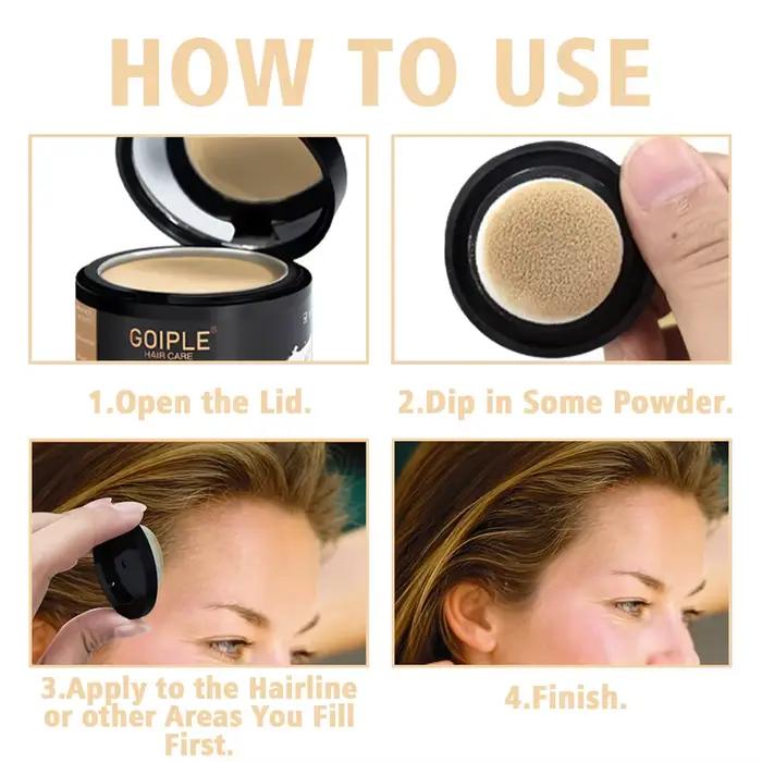 GOIPLE 10g Poudre de Filler pour la Ligne des Cheveux, la Barbe et les Sourcils, Couleurs Complémentaires pour les Racines des Cheveux, Poudres de Maquillage pour Hommes et Femmes
