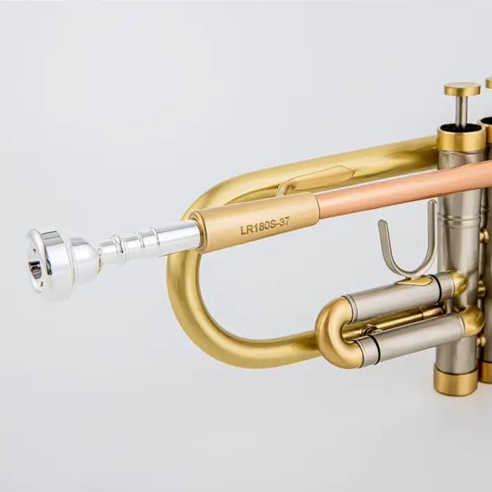 LR180S37-Trompent Sib Plate en Laiton Peinte Or, Anneau Musical Exquis et Durable, Embouchure, Gants, Étui à Sangle