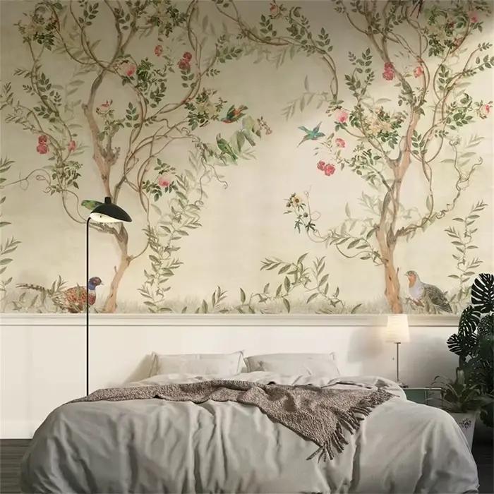 Papier peint personnalisé moderne minimaliste avec feuilles jaunes et vertes, pour murs de chambre à coucher, papier peint mural 3D, décoration de fond de maison