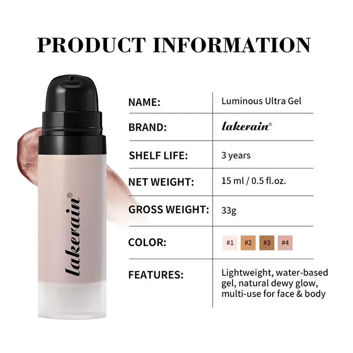 Fond de teint brillant Super Gel léger rosée polyvalent llluminateur apprêt hydratant nourrir