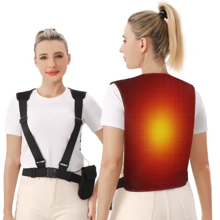 Gilet chauffant électrique enveloppant pour le dos – Chaleur intégrale pour l'hiver – Soulagement des douleurs dorsales – Maintien au chaud – Attelle dorsale