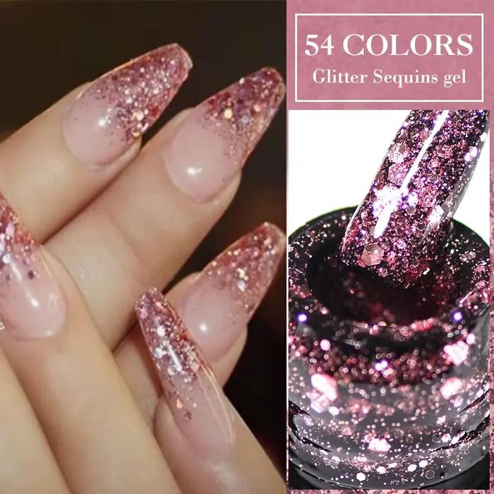 Mtssii 6 pièces/ensemble rose paillettes Gel vernis à ongles ensemble