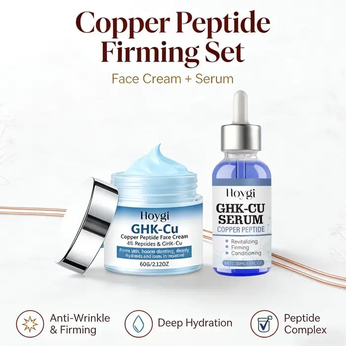 Ensemble Crème et Sérum Visage au Cuivre Peptidique – Soin Raffermissant