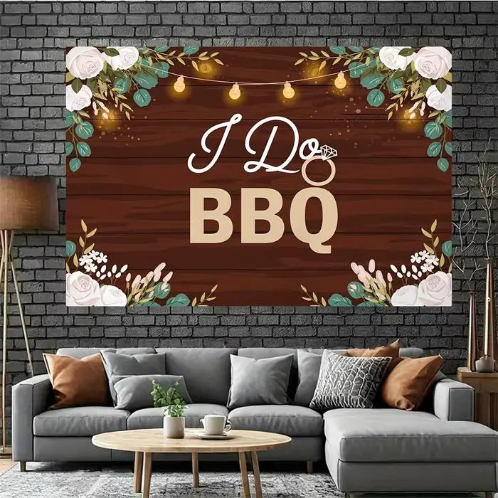Bannière de fond - Bannière décorative de fête au motif « I Do BBQ » chaleureux et relaxant yzb