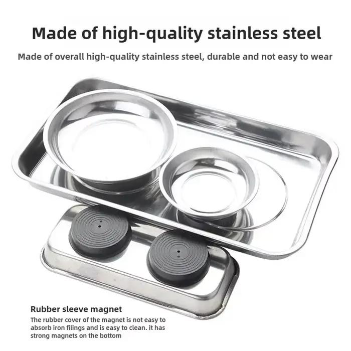 Bol magnétique rond/carré, durable avec plateau de pièces magnétique en acier inoxydable pour un accès facile et une prévention de la perte de pièces