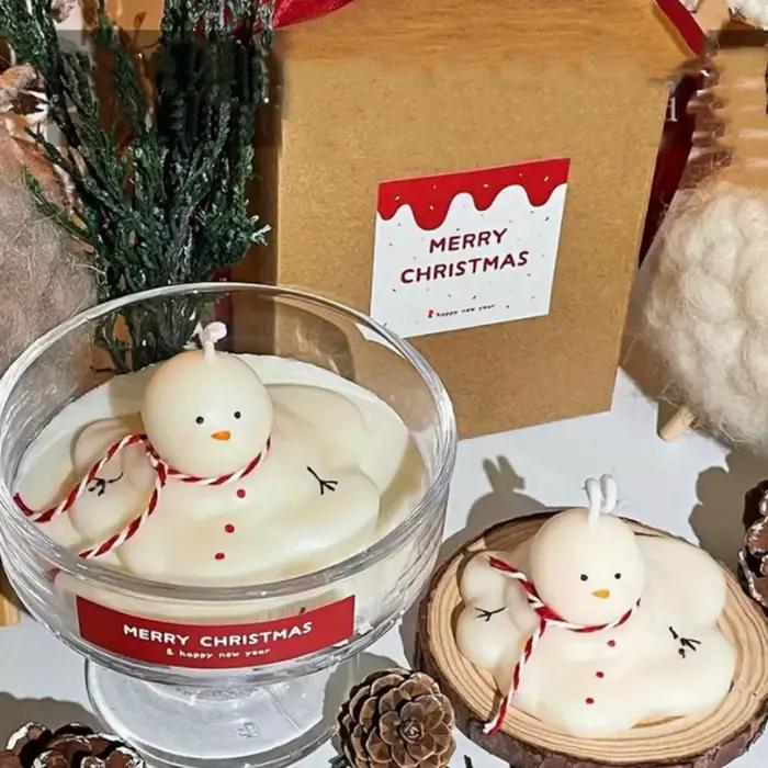 Moules en silicone pour bougies, savons, gâteaux, glaces et pâtisseries, motifs bonhomme de neige fondant, pour Noël et DIY