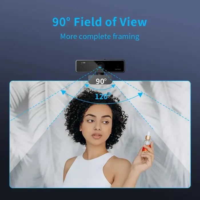 NUROUM V11 Webcam 1080P 60FPS prend en charge la caméra USB mini avec double micro à suppression de bruit 2K 30FPS pour ordinateur portable, Zoom, streaming et appels vidéo
