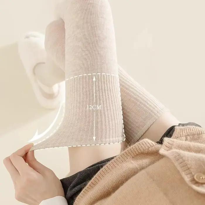Chaussettes hautes d'hiver pour femmes, bas JK Lolita allongés de 100cm, couleur unie, au-dessus du genou, chaussettes fines en velours