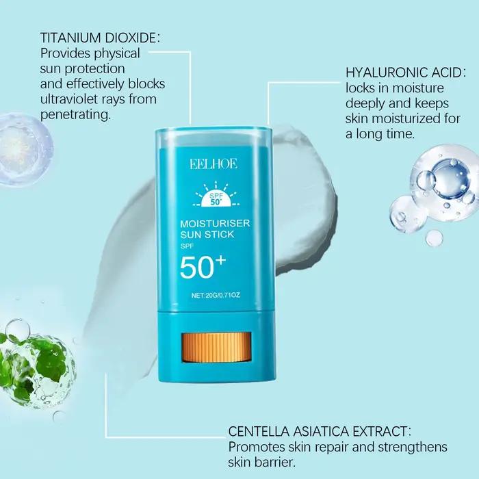 Stick solaire EELHOE 50SPF protection solaire acide hyaluronique contrôle du sébum imperméable léger cosmétiques solaires jours ensoleillés occasions spéciales