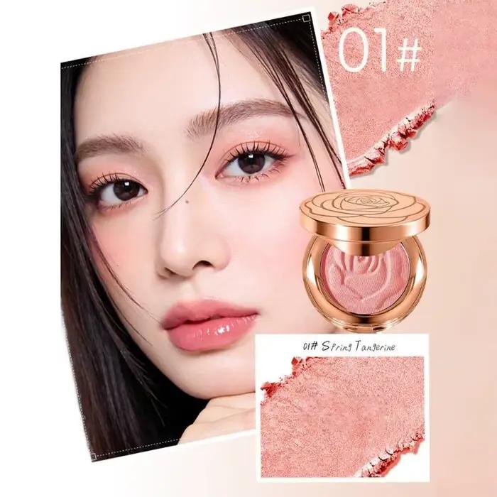 Poudre de blush gaufrée Rose avec pinceau