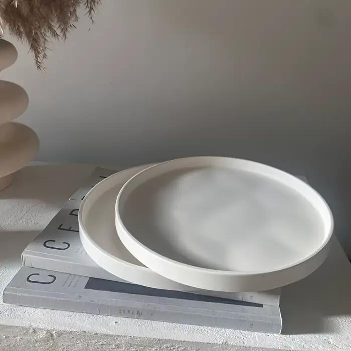 Grand moule en silicone pour plateau rond, grande taille, pour fruits, plateau de service, moule en béton, plaque ronde, moule pour ciment, époxy, argile, plâtre