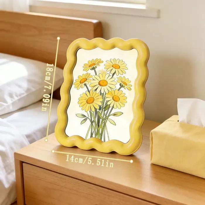 Cadre photo floral à bord ondulé, cadre décoratif à bordure ondulée, cadre d'affichage pour impression artistique florale pour chambre à coucher, salon, maison