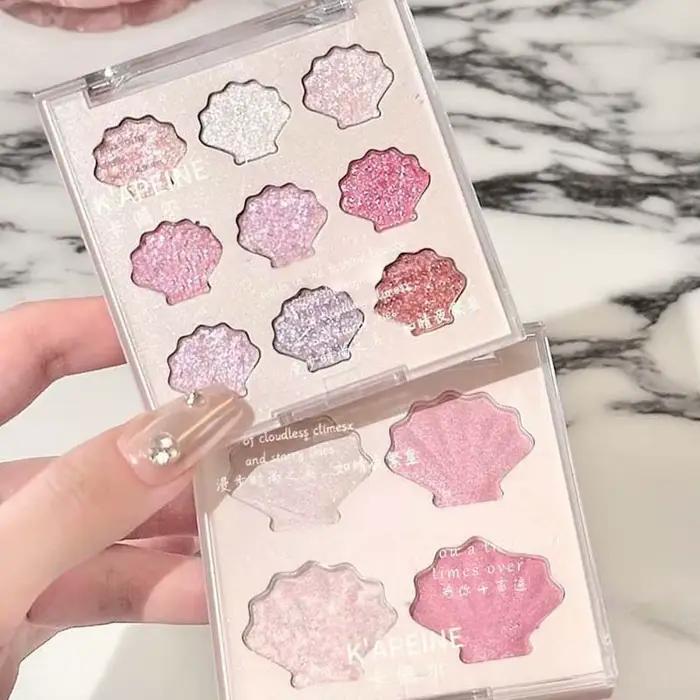 Palette de fards à paupières en coquillage, scintillant, nacré, scintillant, plaque d'ombre à paupières, reflets diamant, maquillage pour les yeux, cosmétique pour l'automne et l'hiver