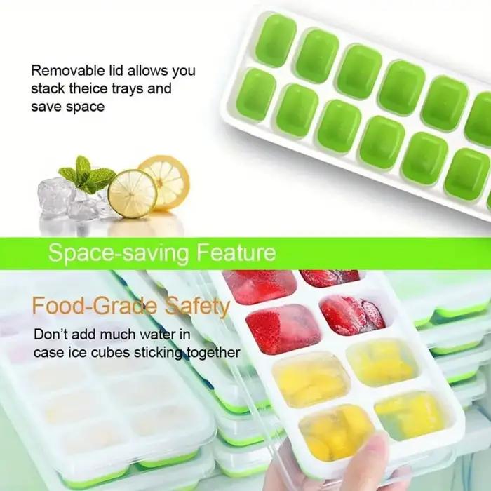 Plateaux à glaçons à 14 grilles, moule à glace en Silicone avec couvercle amovible, moule à Popsicle fait maison pour congélateur à Cocktail, outils de Bar de cuisine