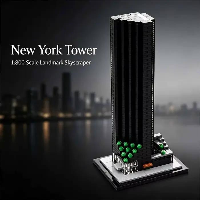 Tour de New York à l'échelle 1:800, blocs de construction MOC, célèbre monument, architecture créative, skyline, jouet de collection, cadeau, 974 pièces