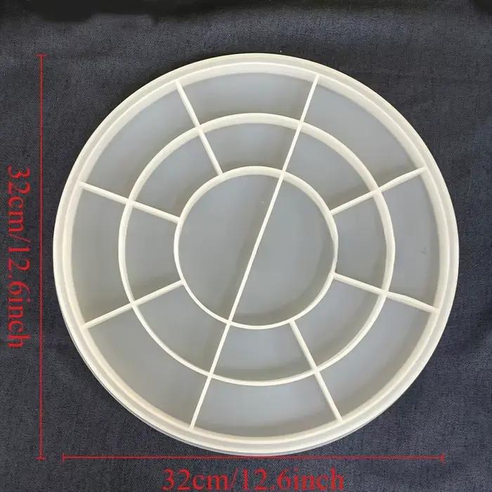 Grand moule en silicone pour plateau rond, grande taille, pour fruits, plateau de service, moule en béton, plaque ronde, moule pour ciment, époxy, argile, plâtre