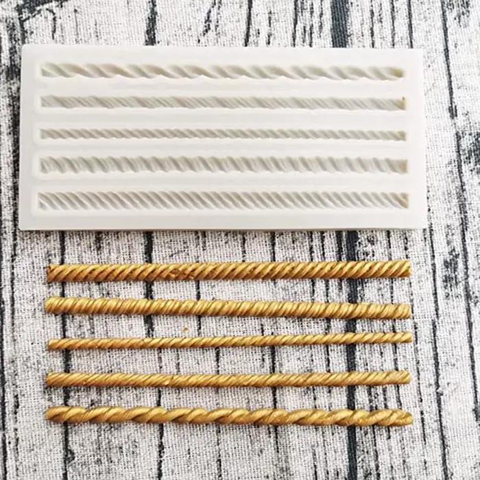 Moule à Fondant en corde torsadée tressée, Impression de croûte de tarte, tapis en Silicone, longue bande en dentelle, outils de décoration de gâteaux, moule de cuisson de cuisine